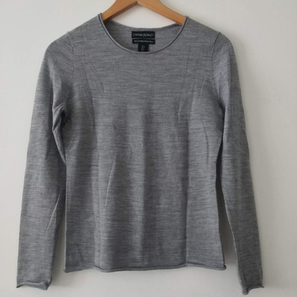 Merino Wool Long Sleeve top with rolled hem